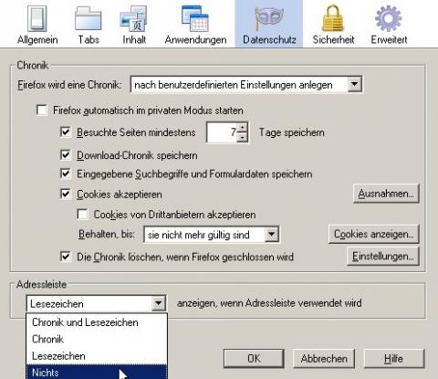 Einstellungen - (Firefox, Browser, Verlauf)
