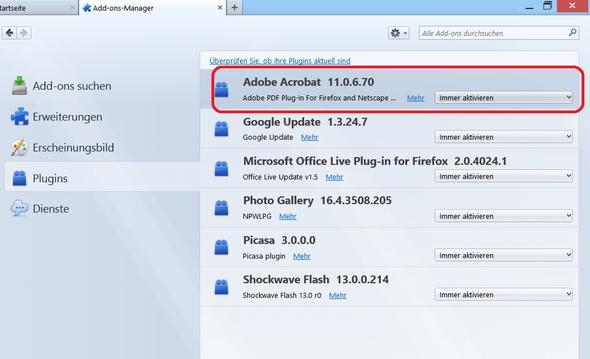 Firefox-Plugin Adobe Reader - (Firefox, PDF)