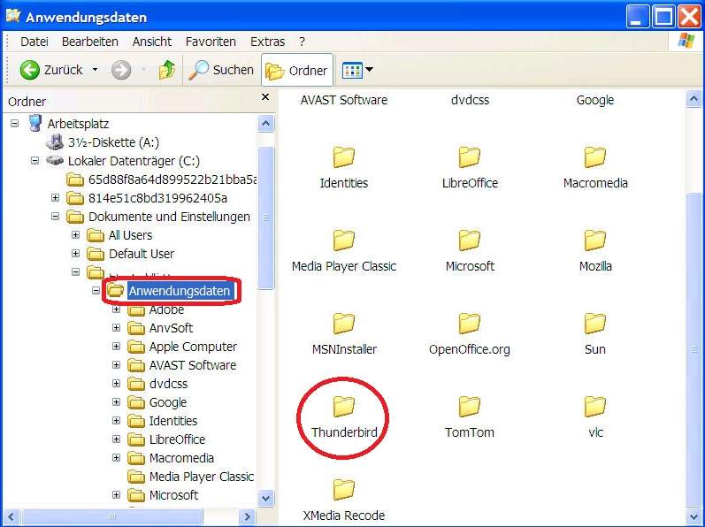 Speicherort des Adressbuches in Thunderbird (E-Mail)