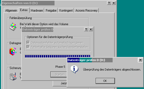 Bordeigenes Checkdisktool bei Win XP - (Winzip, schwebende Sektoren)