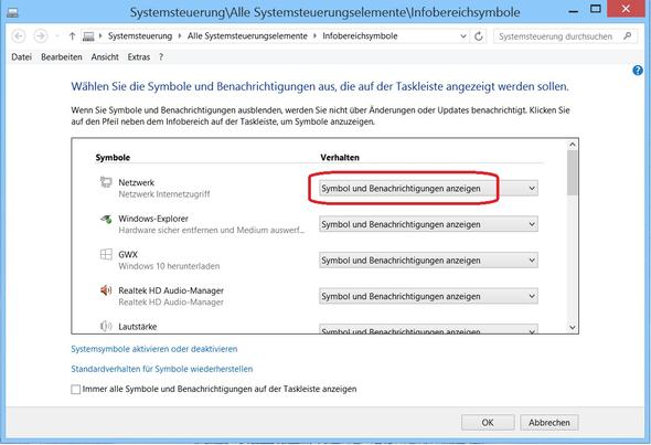 Infobereichsymbole - (Netzwerk, Windows 8, Verbindung)
