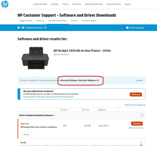 HP Support/Download für HP 1050 - (PC, software, Windows 10)
