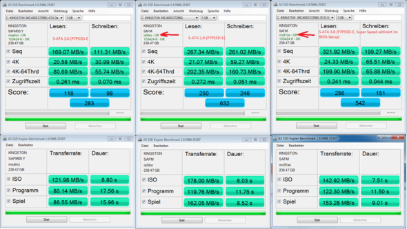 Tests mit AS SSD - (in DesktopPC schlecht, SSD zu schlecht, in Laptop gut)