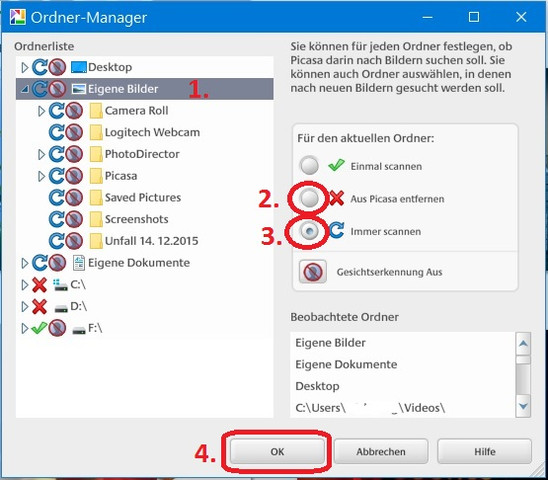 Picasa, Ordner-Manager - (software, Foto, absturz)
