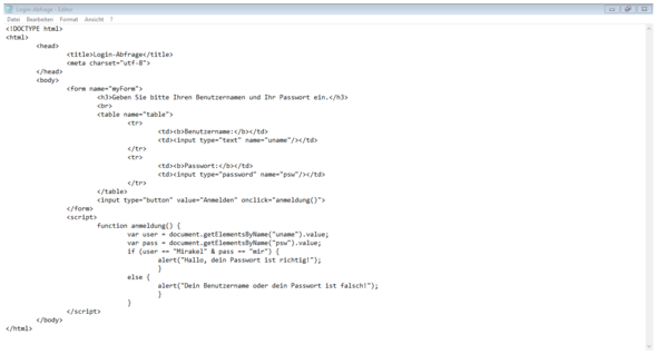 - (Javascript, Formular)