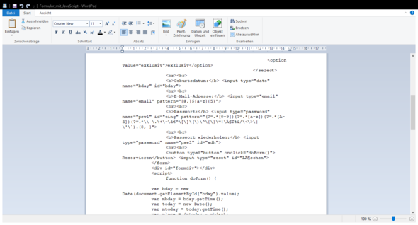 - (Javascript, Formular)