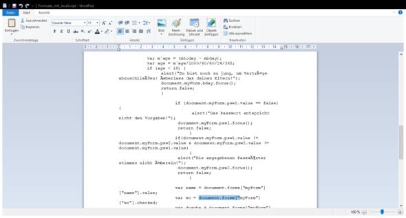 - (Javascript, Formular)