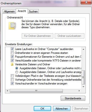 Hier kann man die Ansichtsoption ändern - (Datei, USB-stick)