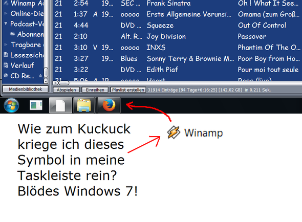 so schaut's aus - (Taskleiste, Winamp)