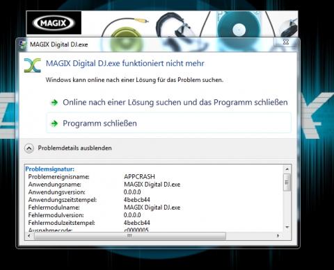 Fehlermeldung - (Audio, Magix, Digital DJ)