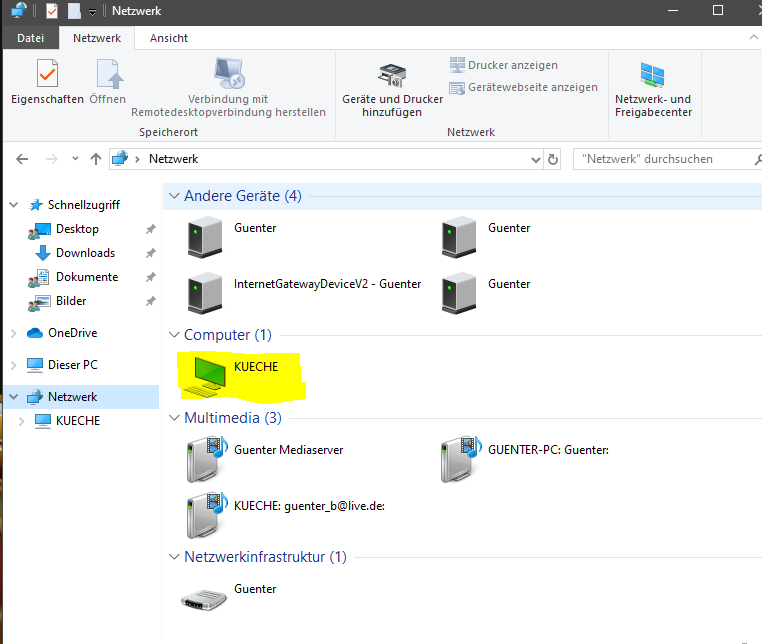 2 PC's aber nur jeweils einer erkennt das Netzwerk? Windows 10, LAN)