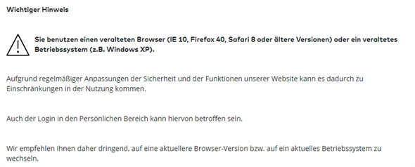 Fehleranzeige 1 - (Firefox, Fehlermeldung, Alter Browser)