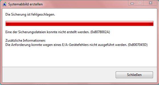 Windows 7 Backup Fehlermeldung - (Windows 7, Backup)