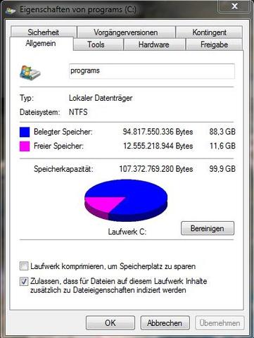Festplattenübersicht - (Festplatte bereinigen, Festplatte zugemüllt)
