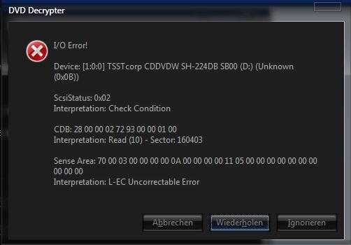 Error Message - (software, Festplatte, dvd)
