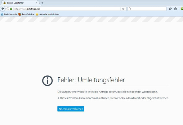 Fehlermeldung - (Firefox, Webseite, Gutefrage)