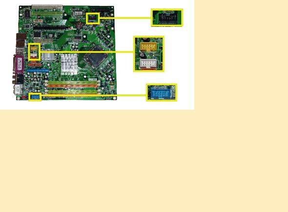 Mainboard farbige Buchsen für ICY-Box - (Mainboard Medion-PC, Anschluß Cardreader, Farbcodierung Mainboard-Buchsen)