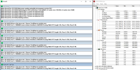 Prime95 Small FFTs - (i7, CPU-Temperatur, Shadow Rock Topflow)