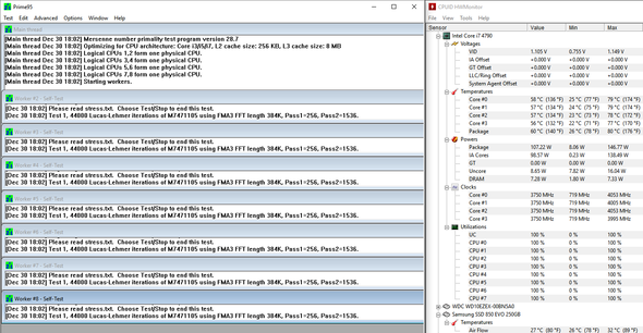 Prime95 In-place large FFTs - (i7, CPU-Temperatur, Shadow Rock Topflow)