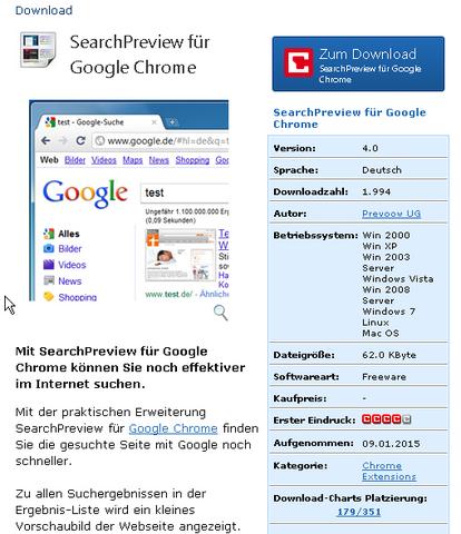 Addon "SearchPreview" für Google-Chrome - (Internet, Firefox, Browser)