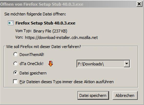 Was soll ich mit Firefox Setup Stub 40.0.3.exe anfangen?