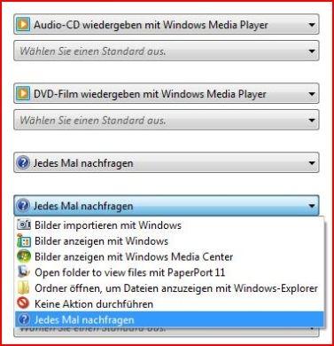 Auswahlmenü - (Programm, Bilder, Autostart)