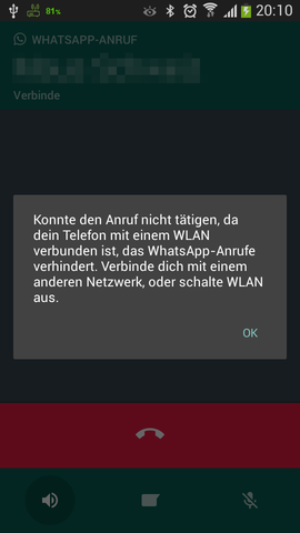 Whats-App-Fehlermeldung - (WLAN, WhatsApp, VOIP)