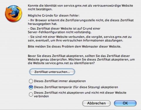 Sicherheitszertifikat 2 - (Internet, Browser, Fehlermeldung)